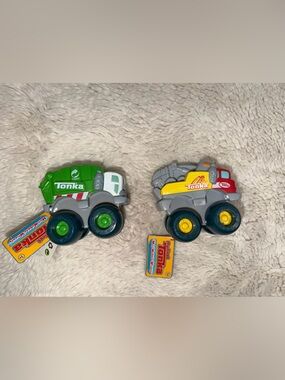 Tonka Mini Wobble Trucks in Green and Yellow - Set of 2
